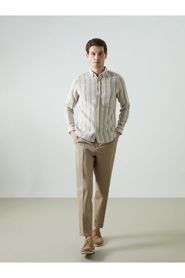 Standard Fit Gabardine Men's Pleated Chino Trousers
