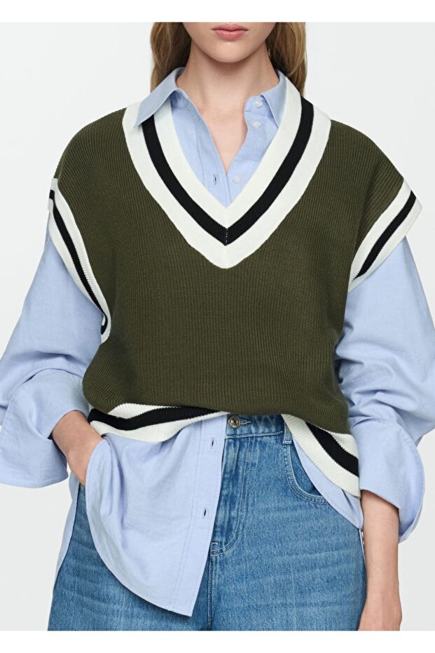 Kontrast V yakalı yelek - 6