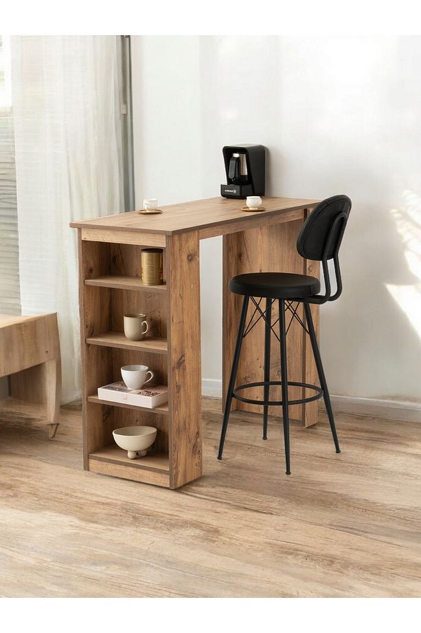 Diş Budak Desen Sabit 120X50 Bar Masası Yükseklik:100 4 Adet Raflı - 2