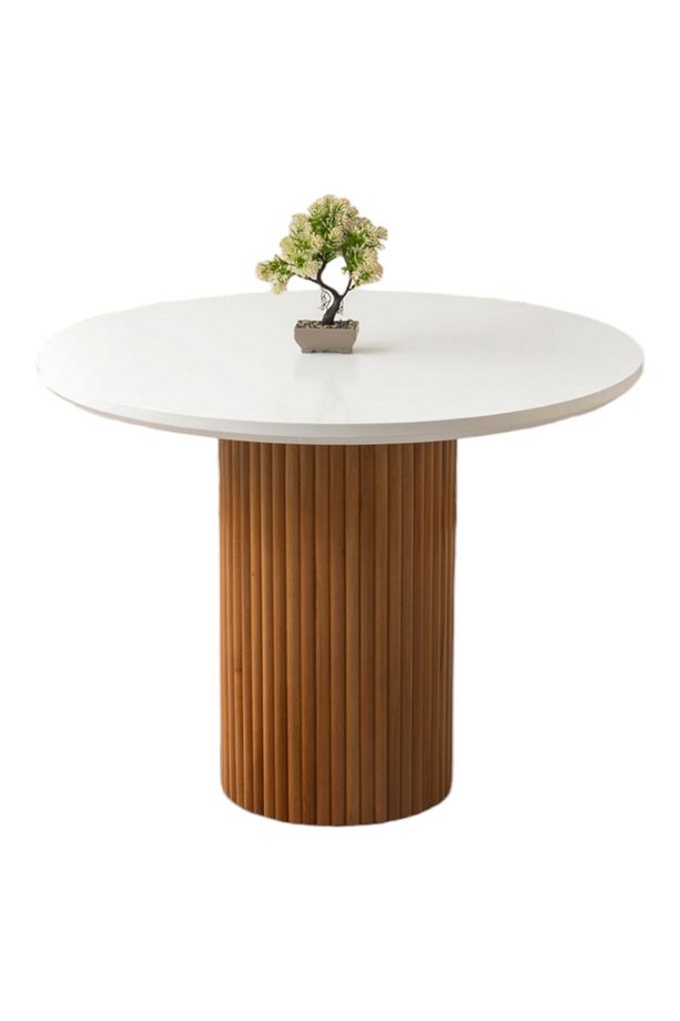 Orkide Kar Beyaz Highgloss Sabit Naturel Lora Ayak 100X100 Masa - 1