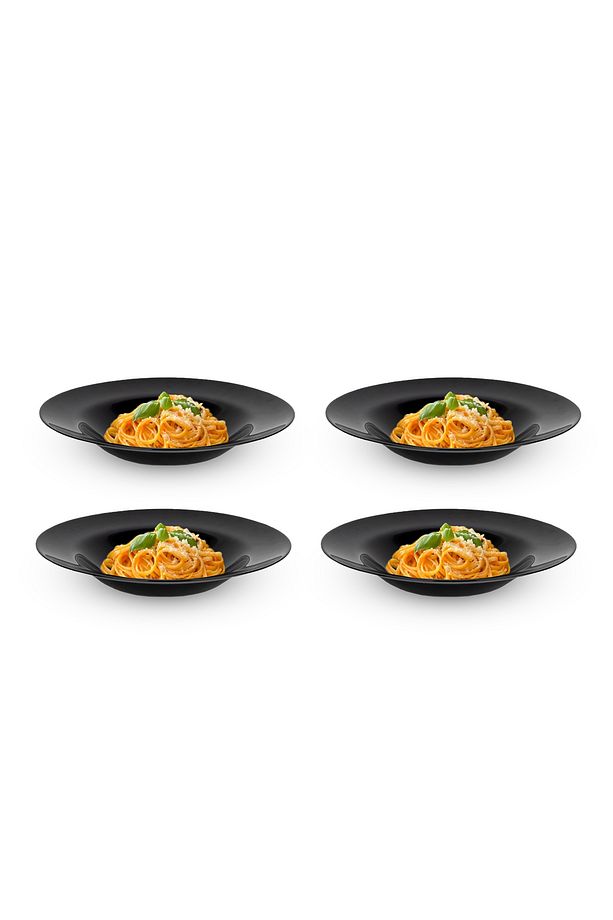 4'lü Set Friends Time Siyah Makarna Tabağı Salata Tabağı 28 Cm Tabak Set - 3