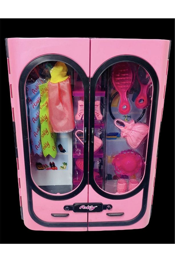 Barbie Elbiseli Gardolap Tarzı Oyuncak Set Aksesuarlı Şık Elbise Dolabı - 3