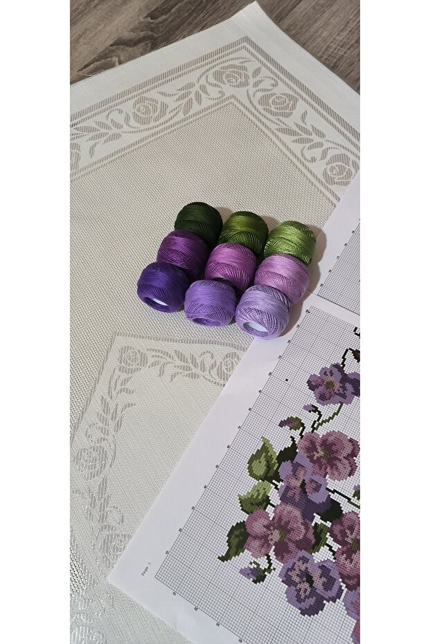 Seccade işleme kiti/ mor ve mürdüm menekşeler modeli - 3