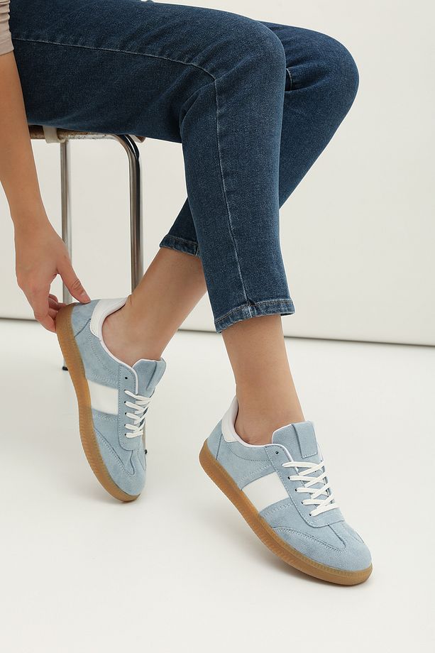 Süet Retro Kadın Sneaker Ayakkabı - 1