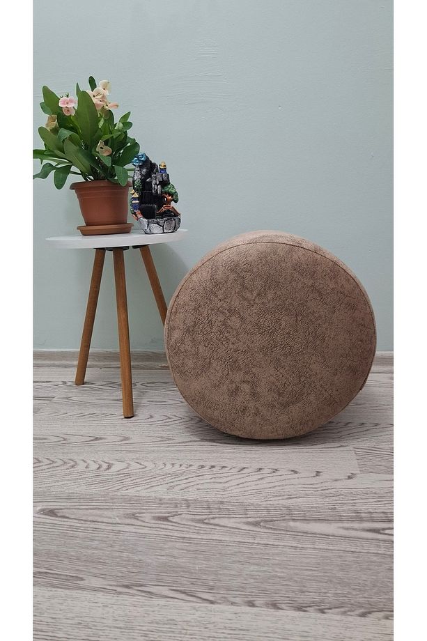 Ahşap Ayaklı Nubuk Yuvarlak Puf&bench Koltuk/tabure - 3