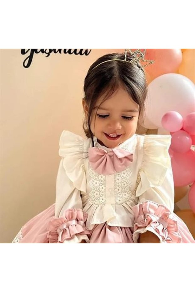 Pink Vintage Vintage Baby Girl Dress,Birthday,Photo-Shooting Dress,Suitable for 0-13 Years Old