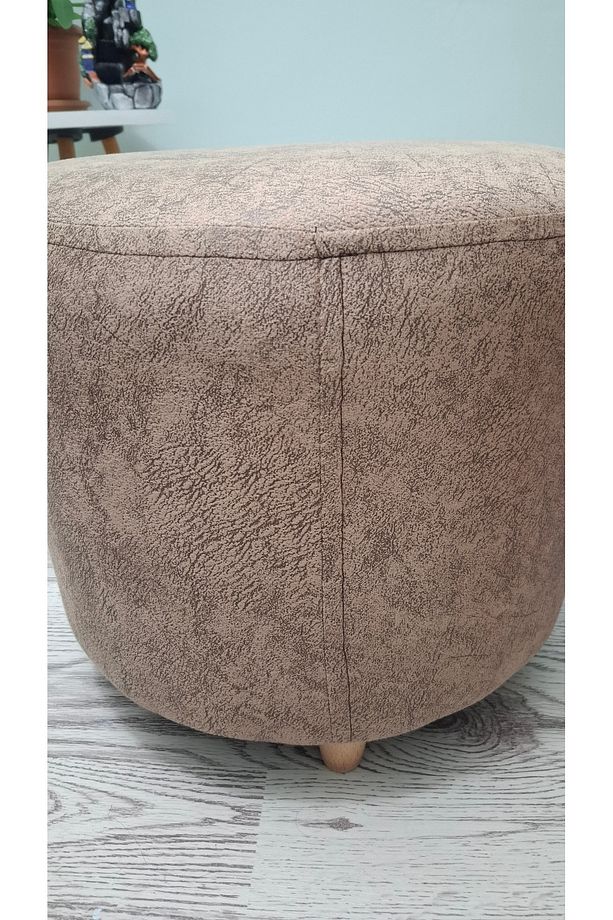 Ahşap Ayaklı Nubuk Yuvarlak Puf&bench Koltuk/tabure - 5