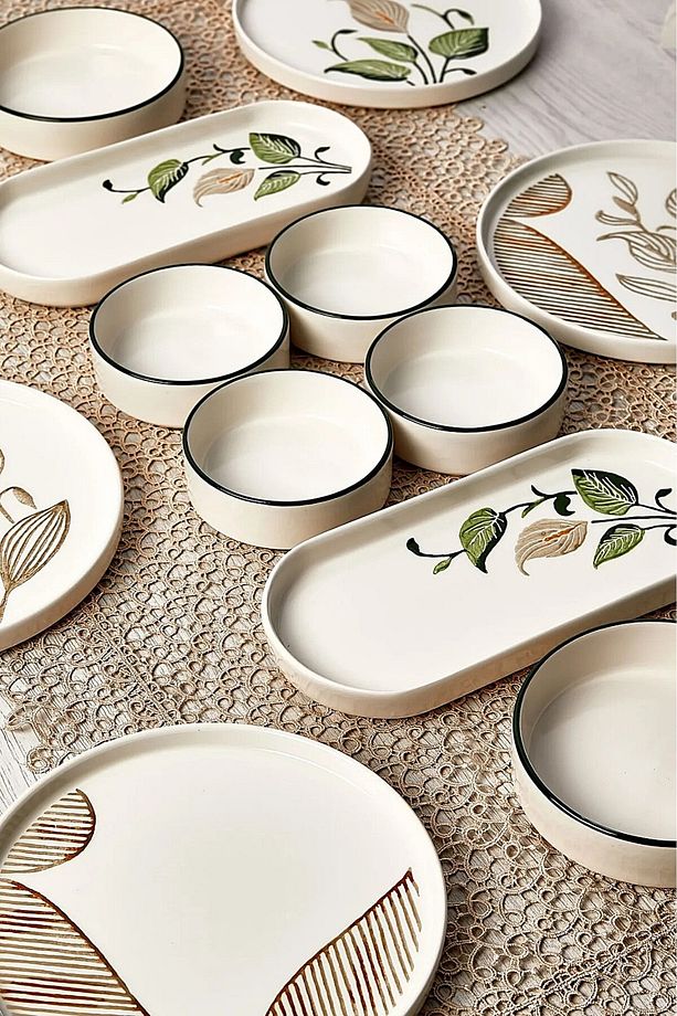 14 Parça 6 Kişilik Lale Çiçeği Stackable Kahvaltı Takımı - Kahvaltılık Sunum Tabağı - 2