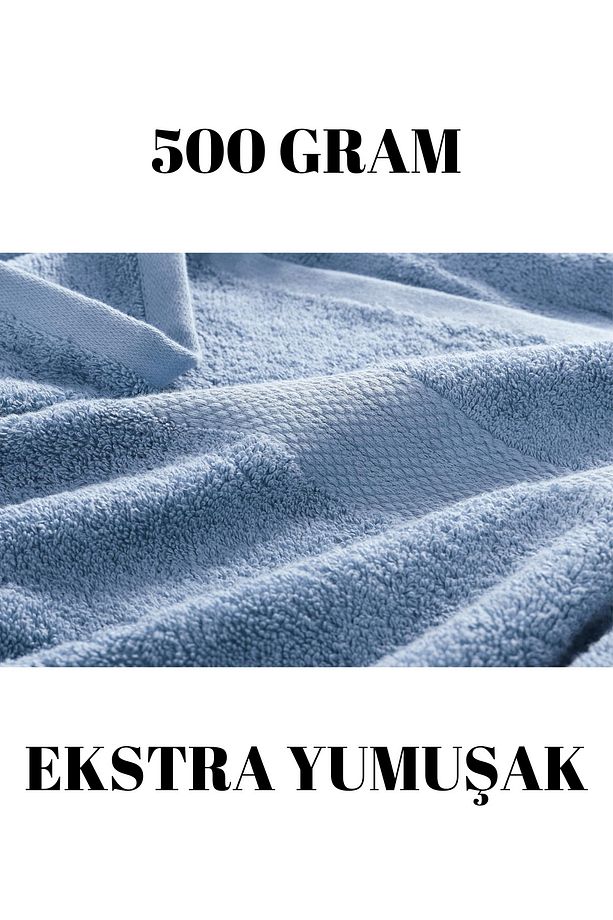 Mavi Büyük Boy Banyo Duş Vücut Havlusu % 100 Pamuk Çizgi Desenli 90 X 150 Cm 500 gram Bir Adet Tekli - 2