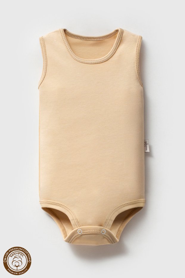 100% Organic Cotton Sleeveless Baby Bodysuit with Snap Fasteners