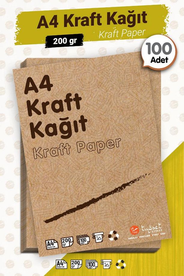 A4 Saman Kağıt  Kraft Kağıt 200 gr 100 Adet - 2