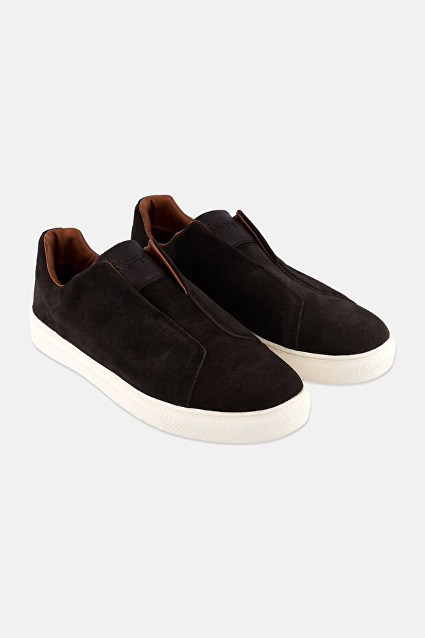 Men Suede Slip On Casual Shoes, Dark Brown