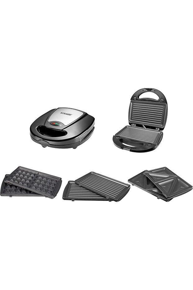 3-in-1 Multi Snack Maker SSM-861, Detachable Sandwich, Grill & Waffle Plates