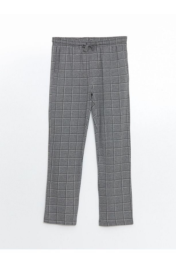 Gri Standart Kalıp Ekose Erkek Pijama Alt - 1