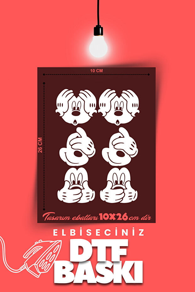 "MICKEY MOUSE" تحت عنوان الكي على تي شيرت نقل النسيج طباعة DTF
