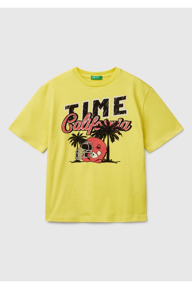 Boy's Yellow Slogan Printed T-Shirt