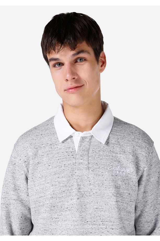 Regular Fit Polo Yaka Erkek Gri Uzun Kol Tişört - 4