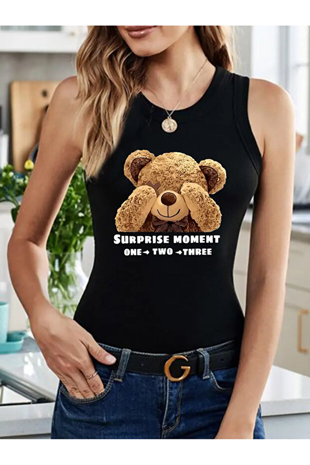 Surprise Moment Bear Printed Unisex Relaxed T-Shirt