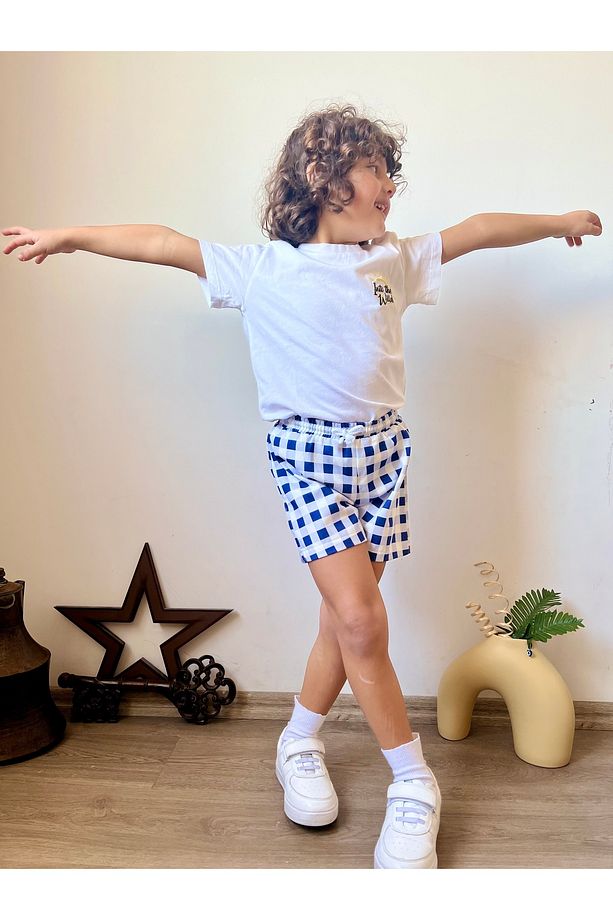 Unisex Çocuk Çok Renkli Desenli Şort - 5