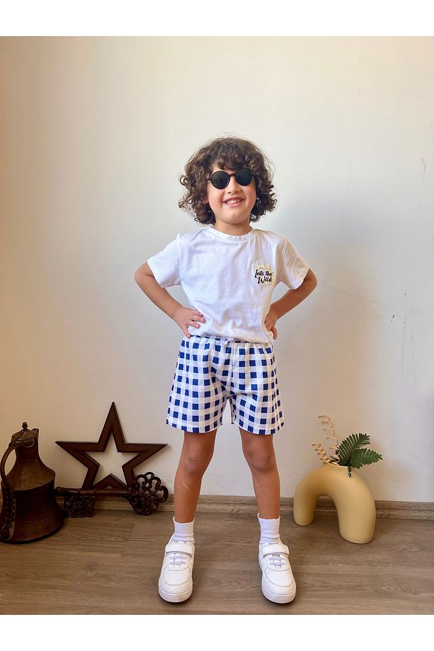 Unisex Çocuk Çok Renkli Desenli Şort - 2