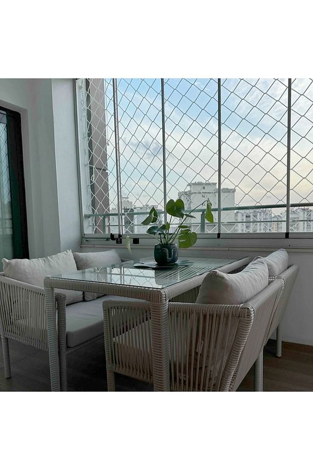 Berlin 2+1+1 Rattan Bahçe Balkon Yemek Takımı Kum - 8