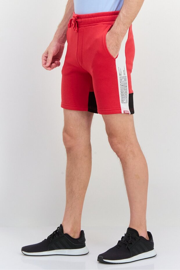 شورت رجالي برباط وشعار العلامة التجارية، أحمر - 3