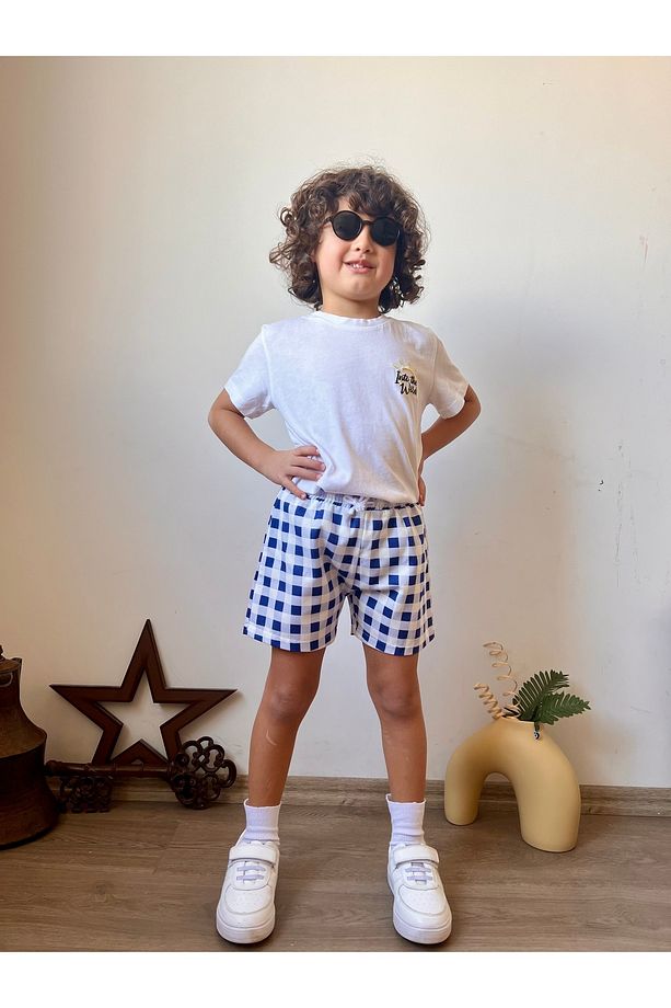 Unisex Çocuk Çok Renkli Desenli Şort - 4