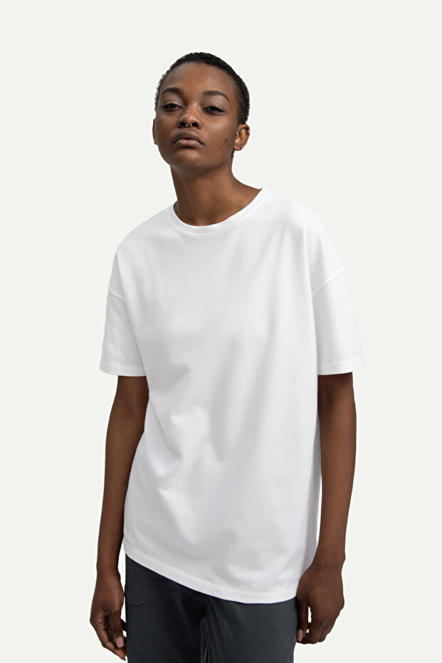 Unisex Oversize/ Relax Fit Basic T-Shirt - Off White - 5