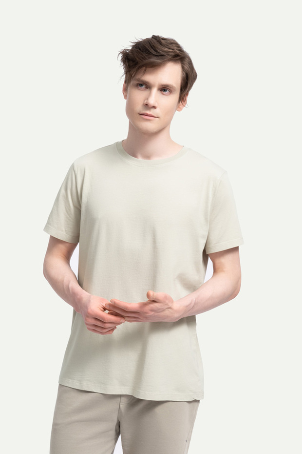 Unisex Regular Fit Basic T-Shirt - Bone - 2