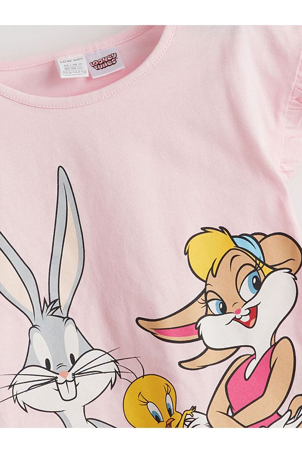 LCW baby Pembe Bugs Bunny Baskılı Kız Bebek Şortlu Pijama Takım - 6