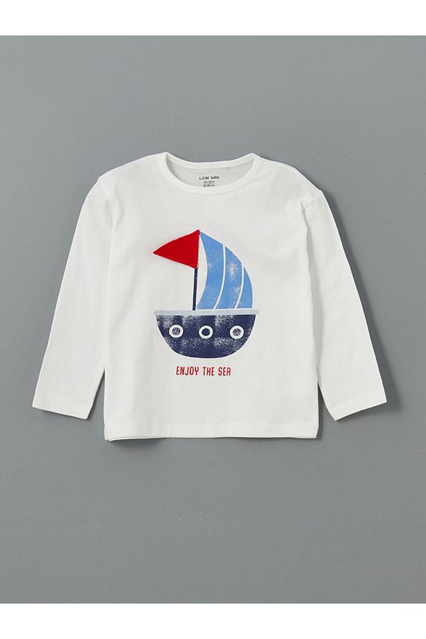 LCW baby Ekru Bisiklet Yaka Baskılı Erkek Bebek Pijama Takım - 2