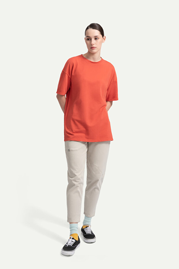 Erkek Oversize/ Relax Fit Basic T-Shirt - Coral - 6