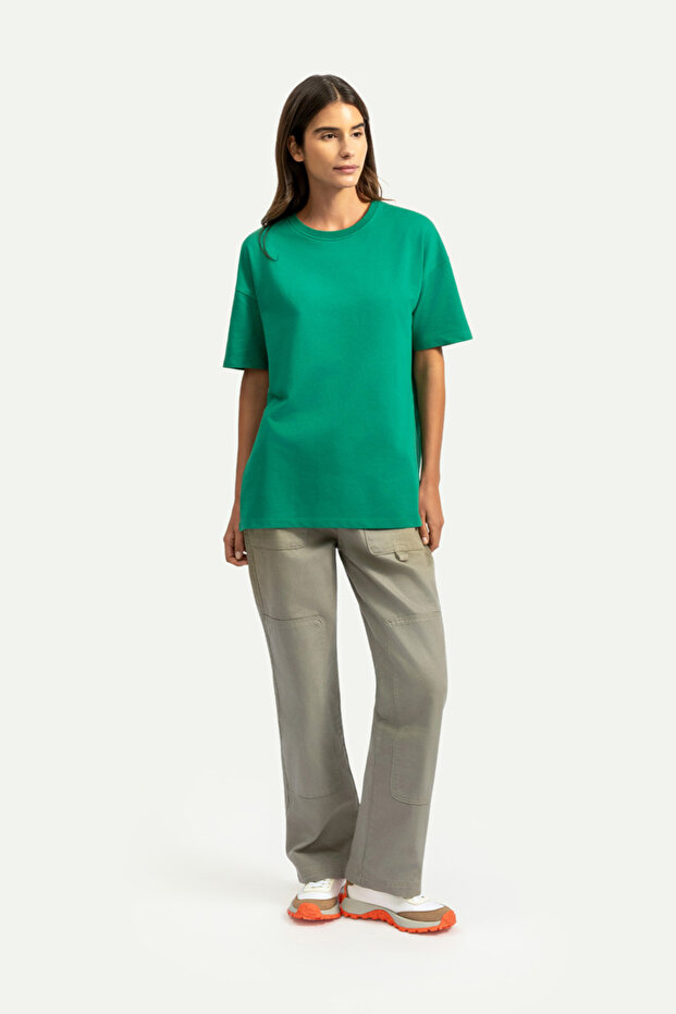 Unisex Oversize/ Relax Fit Basic T-Shirt - Forest Shade - 7