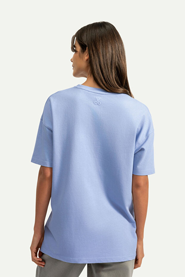 Erkek Oversize/ Relax Fit Basic T-Shirt - Jellyfish - 6