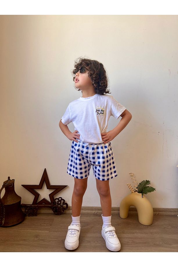 Unisex Çocuk Çok Renkli Desenli Şort - 1