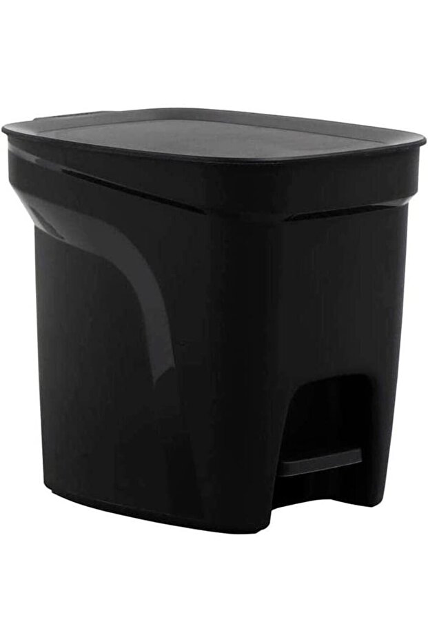 Since 1911, Made In Brazil - Compact 7liter Black Polypropylene Trash Bin With Galvanized Steel Rod