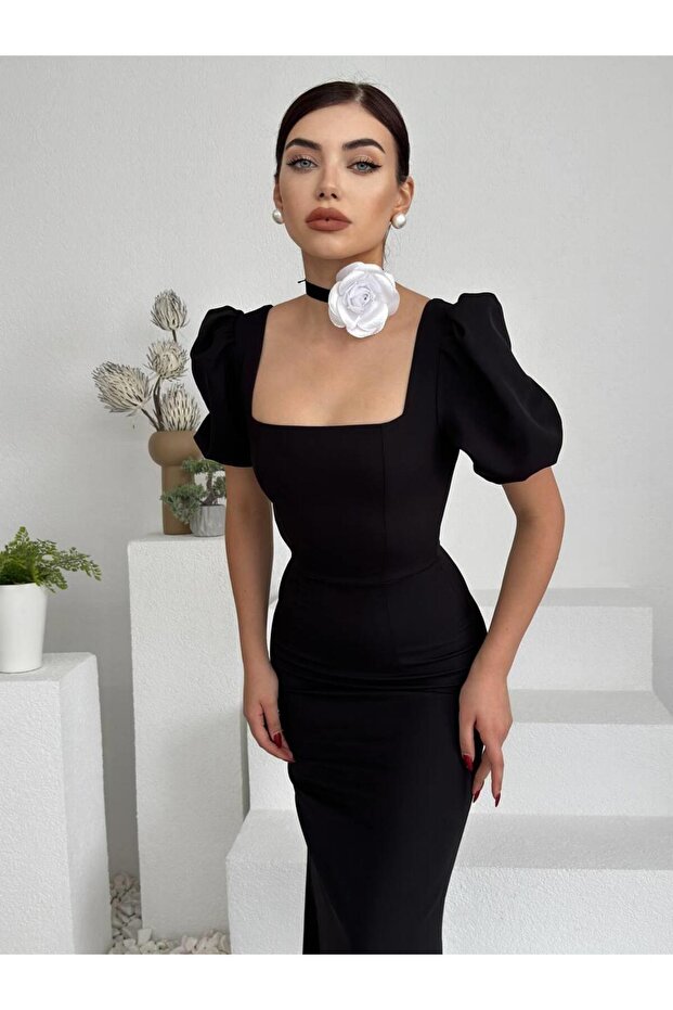 Rochie Maya cu mânecă lungă cu balon - 3