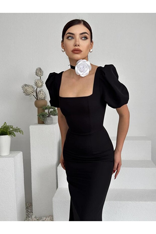 Rochie Maya cu mânecă lungă cu balon - 5