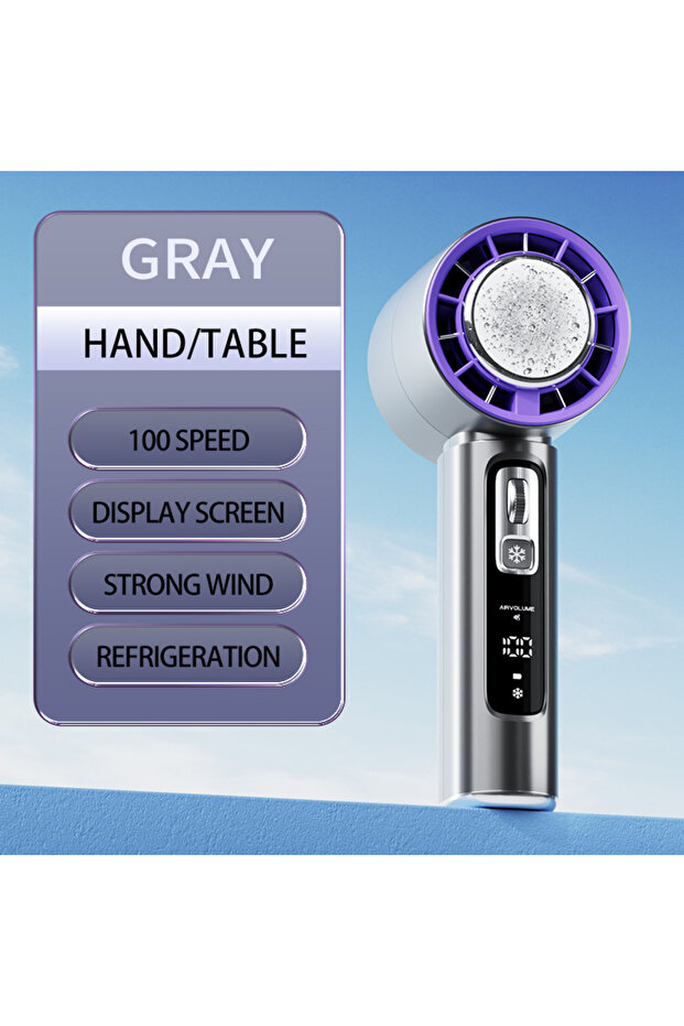 dark grey 2024 New Semiconductor Refrigeration High-speed Handheld Electric Fan 3000mAh USB Portable