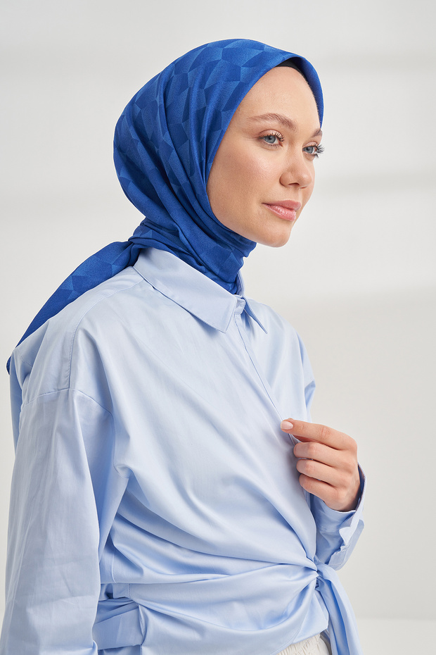 وشاح من القطن بنقوش هندسية أحادية الشكل - ساكس - 2