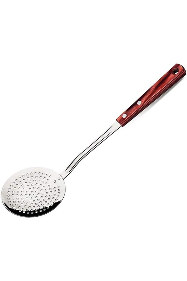 Since 1911, Made In Brazil - Stainless Steel Skimmer With Treated Red Polywood Handle