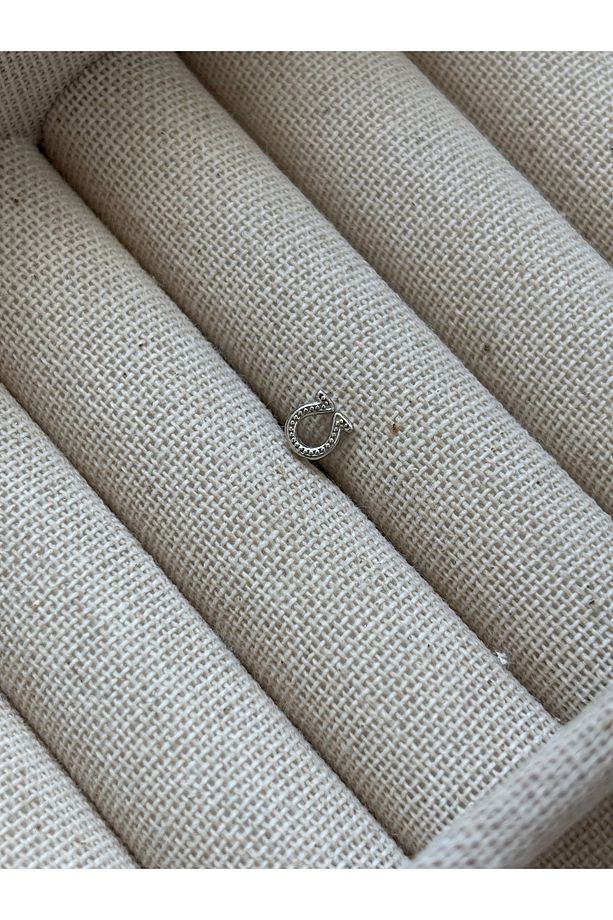 925 Gümüş Nal Desenli Minimal Piercing 6 mm Bar ve 4 mm Figür - 1