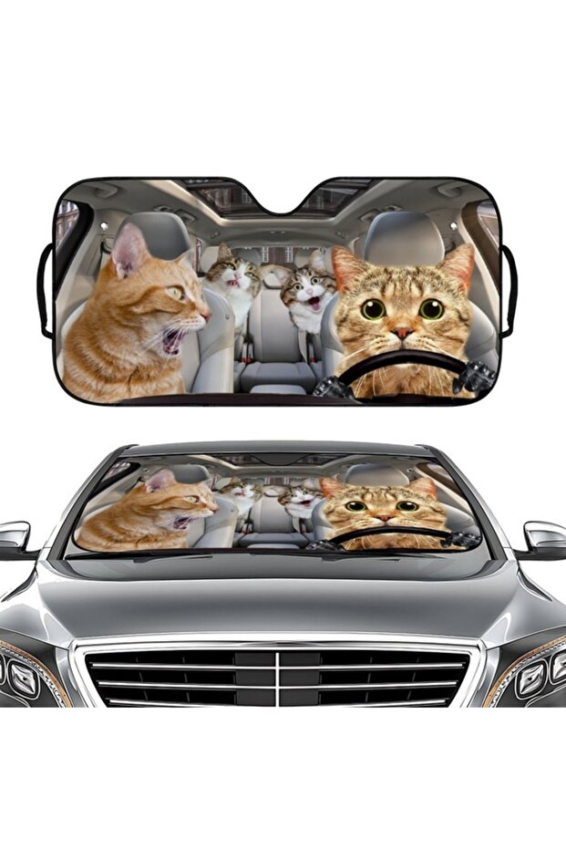Car Front Windshield Sunshade Printed Metalized Glossy Aluminum Foldable Auto Sunshade(130X70Cm)
