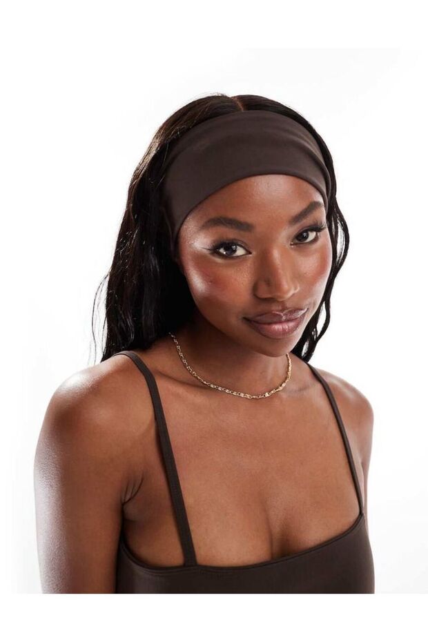 Cotton Brown Thick Wide Soft Stretchy Hair Band Headband Bandana Yoga Pilates Hair Accessory 10cm