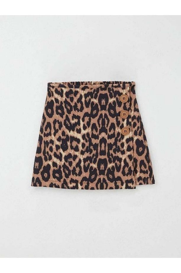 Kız Çocuk Leopar Desenli Şort Etek - 1