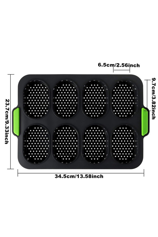 8cups oval Hamburger Bun Mold Non-Stick Food Grade Silicone Bread Loaf Pan Baguette Pan French Bread