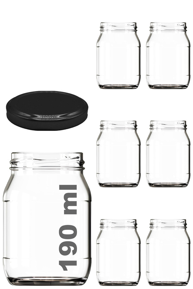 190 ml Metal Black Lid Canning Jar 190 Cc Transparent Baby Food Jar 6 Pcs