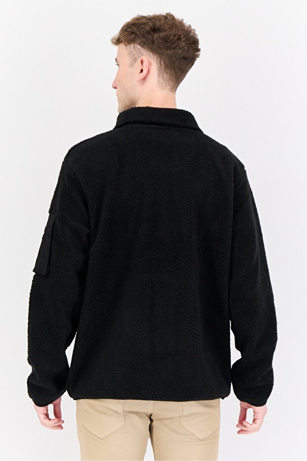 جاكيت سوفتشيل منسوج للرجال، أسود - 4