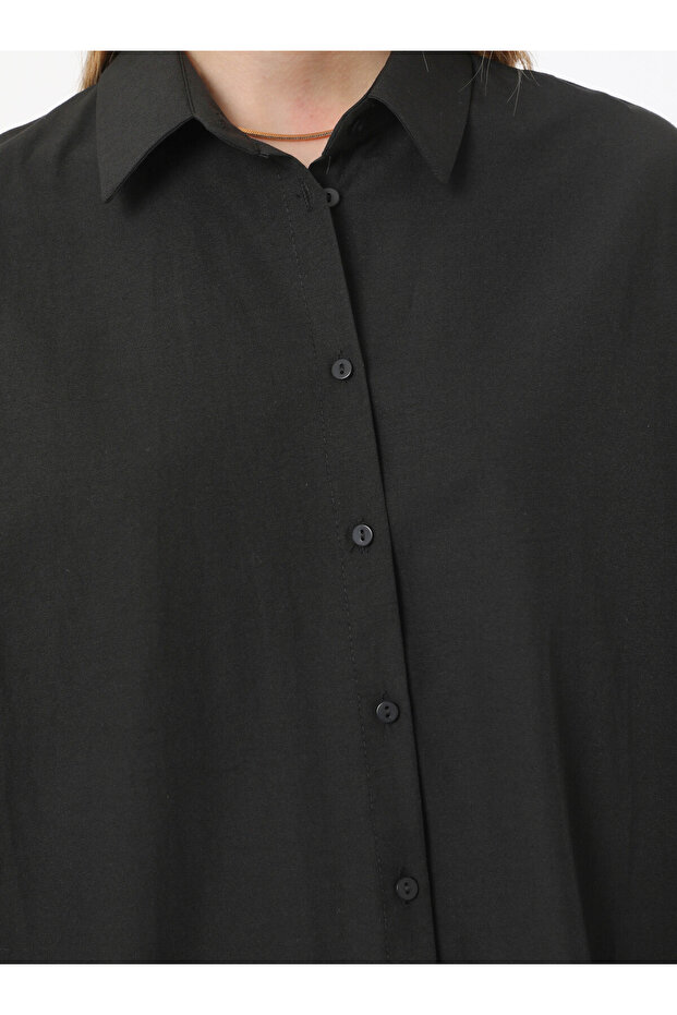Regular Kalıp Poplin Gömlek - Siyah - Benin - 5