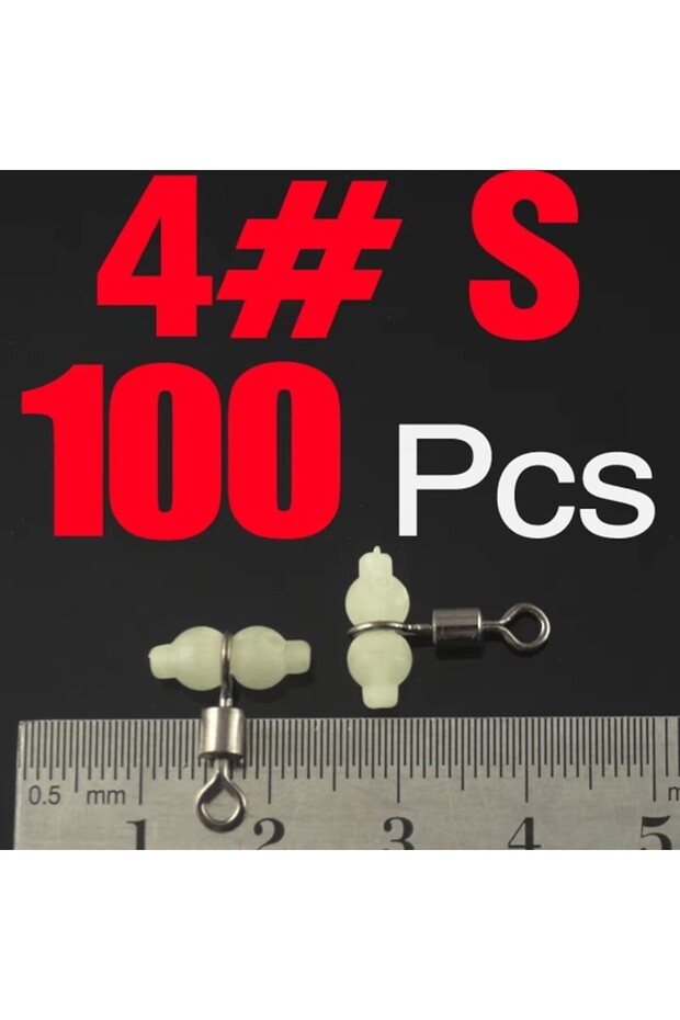 S 100Pcs Luminous 3 Way Durable Fishing Swivels Sea Fishing Accessories Rolling Swivels Connector S.